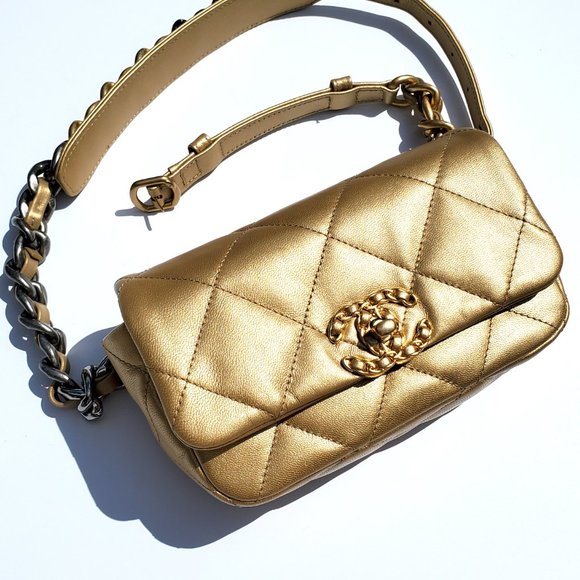 CHANEL Bags Authentic Chanel 9 220 Metallic Gold Goatskin